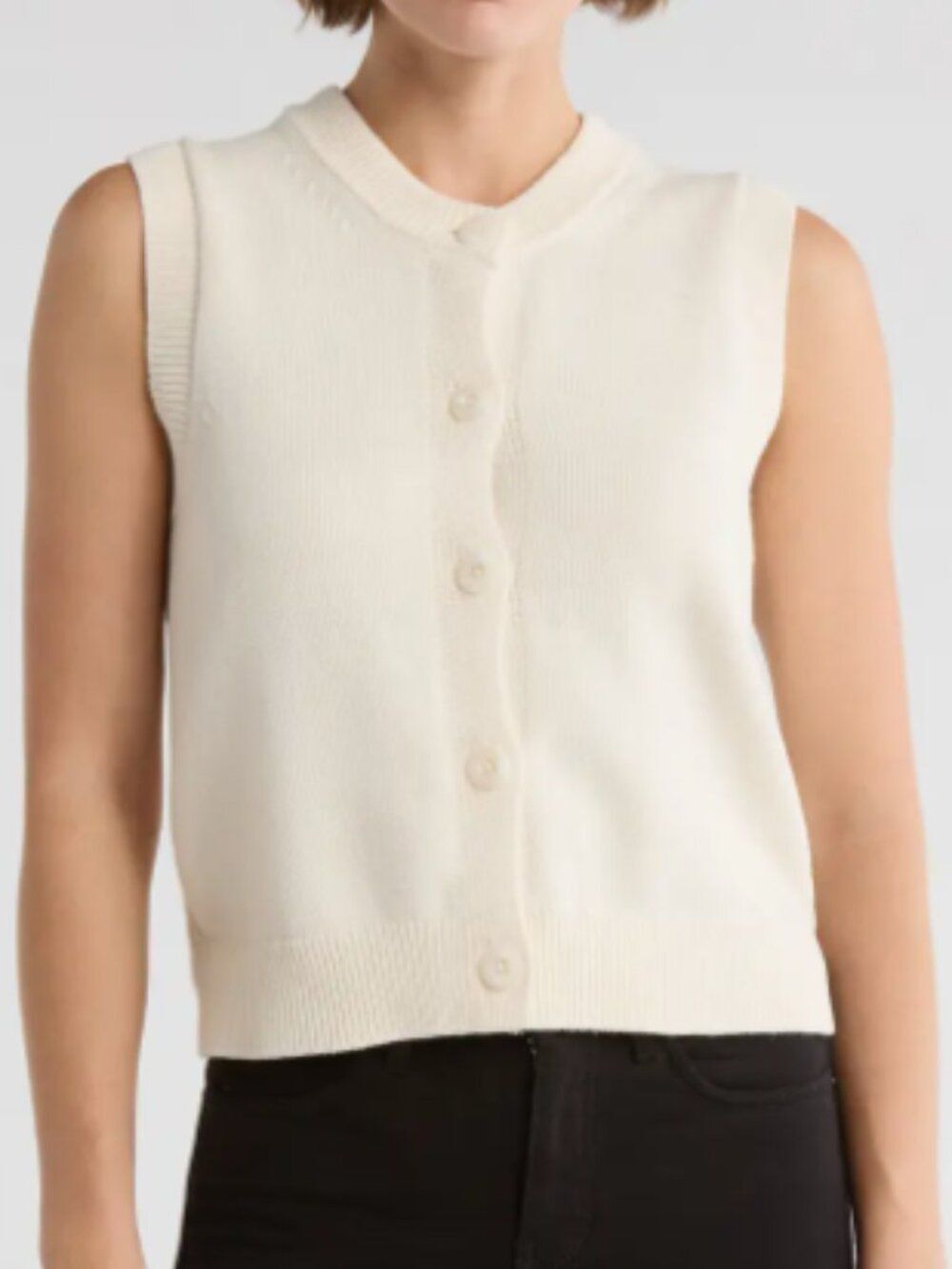French Connection Mozart Sleeveless Cotton Sweater Vest Sage Mint Green Small XL